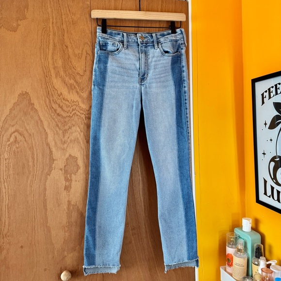 Hollister High Rise Color Block Blue Jeans - Size 5/27 - Picture 1 of 7